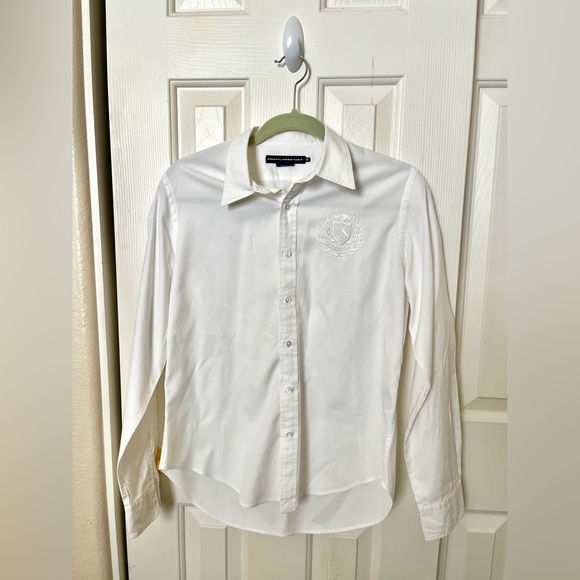 Women’s Ralph Lauren white button down polo shirt on its vintage original logo - Picture 2 of 6